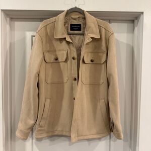 Abercrombie & Fitch Men's Beige Vegan Suede Shirt Jacket